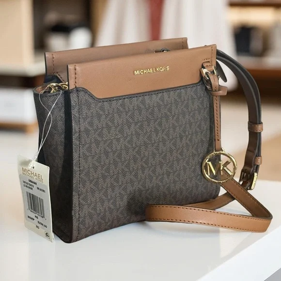NWT Authentic Michael Kors Graham North South Signature Crossbody Bag - Picture 3 of 15